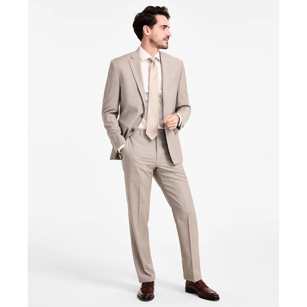 $650 NEW MICHAEL KORS Mens 50L Solid Tan 2 Piece Suit With Dress Pants 44x32